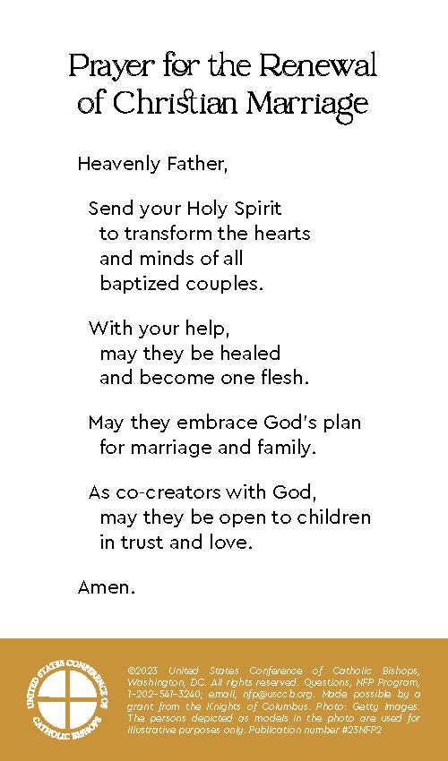 Prayer Card: "Prayer for the Renewal of Christian Marriage" (Pack of 25)