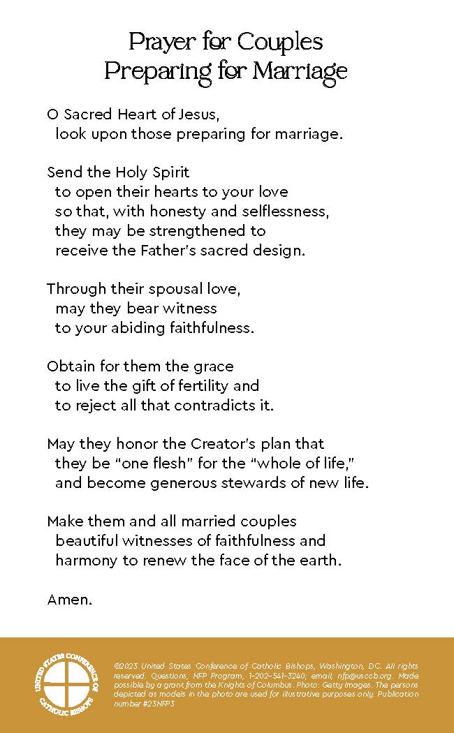 Prayer cards: "Prayer for Couples Preparing for Marriage" (Pack of 25)