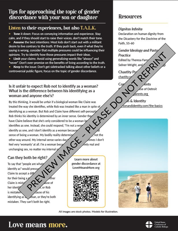 Gender Discordance for Parents Info Sheet (Pack of 25)